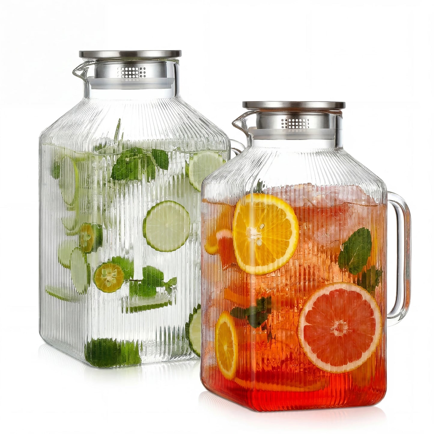 HiMISS Glass Water Pitcher With Handle And Strainer Lid