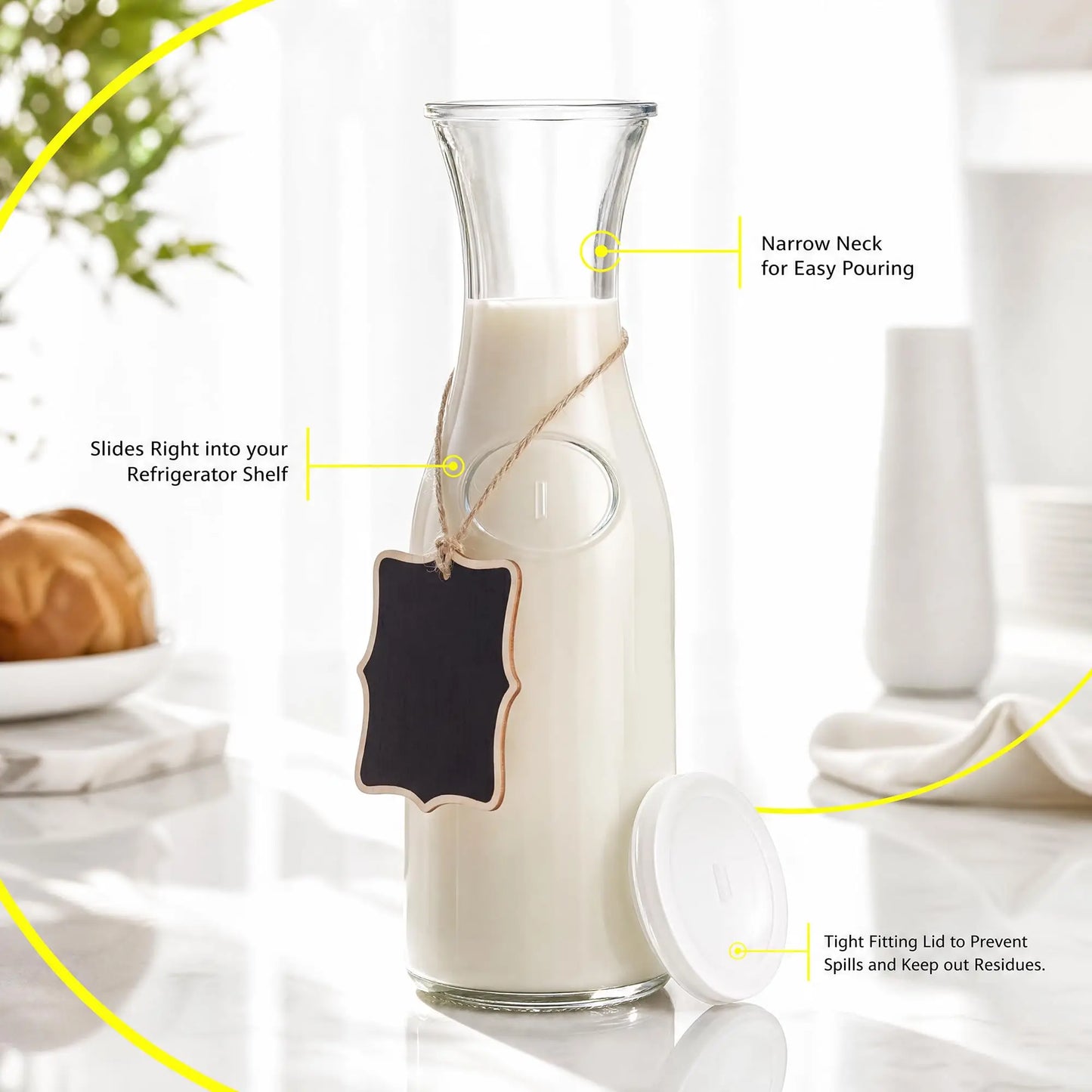 Glass Pitcher With Lid For Beverages And Cold Drinks