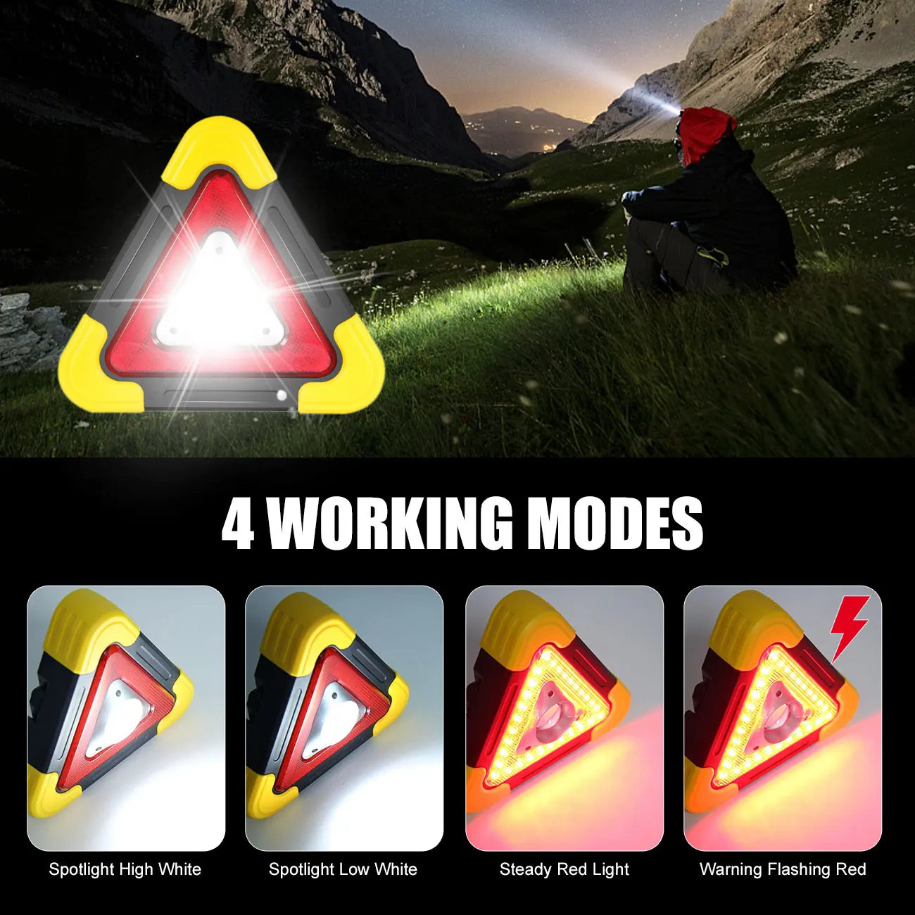 Ultrabright Rechargeable LED Warning Light Vehicle 4 Modes