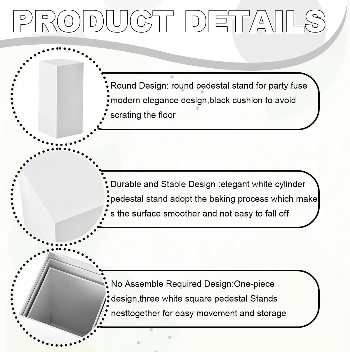 Sturdy Metal Square Pedestal Stands For Party Wedding Display