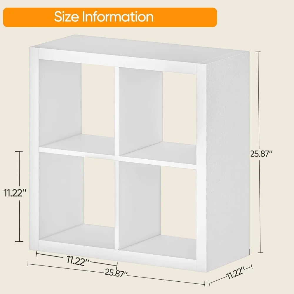 High Concerned Bookshelf With Storage Bin 4 Cube Organizer