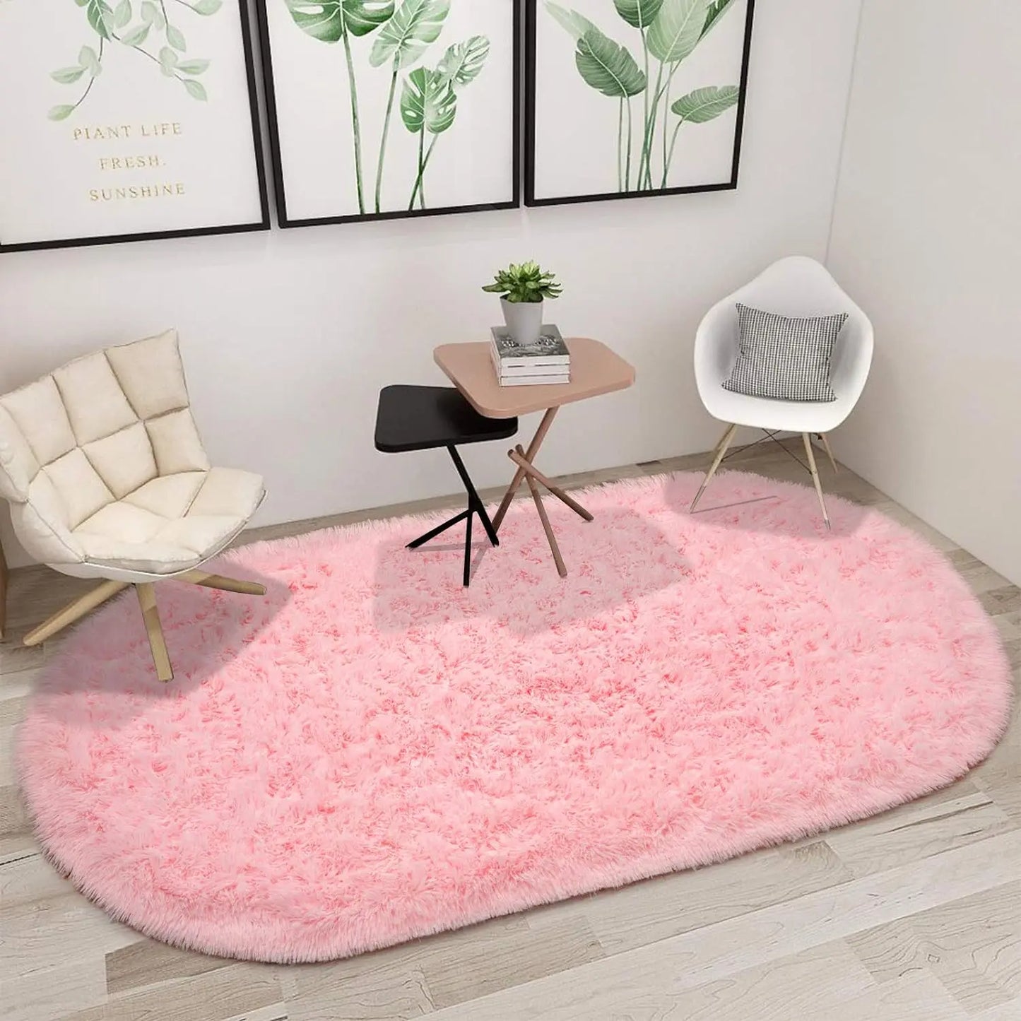 Oval Fluffy Ultra Soft Shag Area Rug for Bedroom Nursery