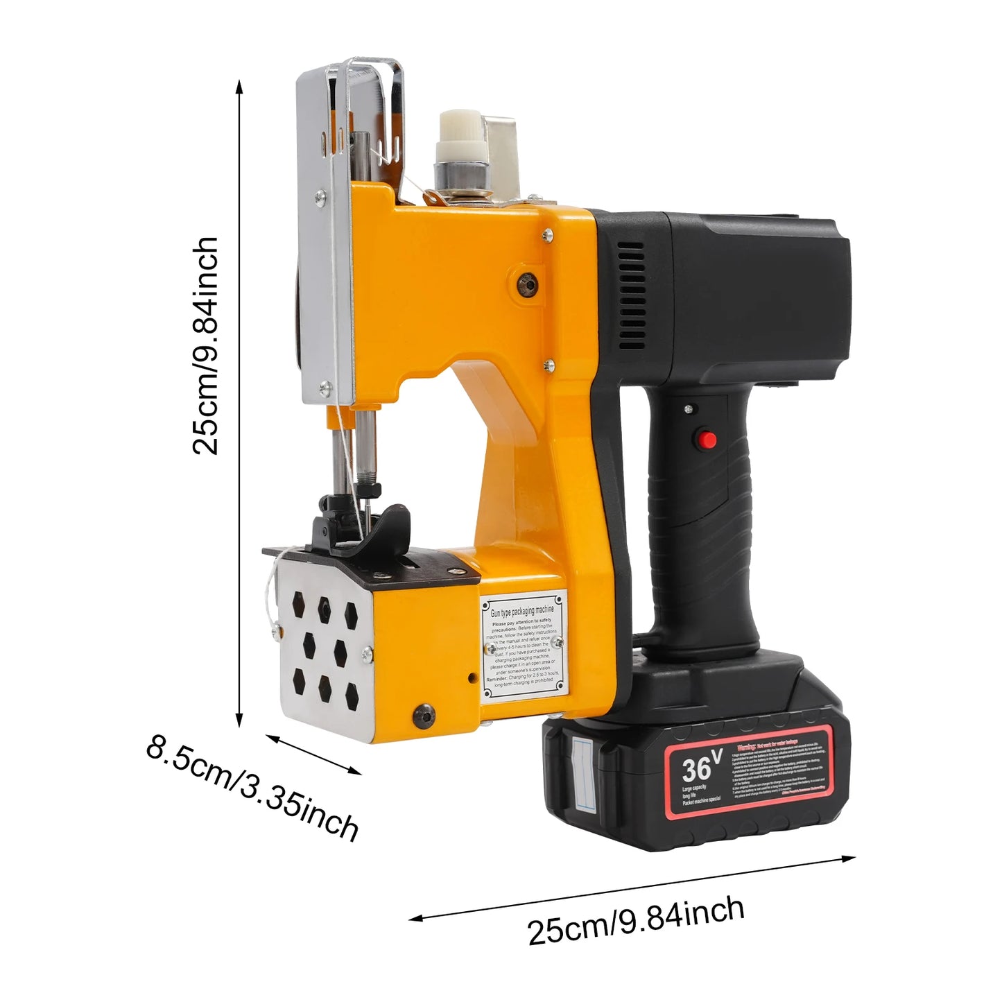 36v Battery Cordless Bag Sewing Machine, 210w Electric Sack Sealer, 1500-1700 Stitches Cordless Bag Sewing Machine, Portable Industrial Stitching Tool , Handheld Package Stitching Machine, Single Chain Stitch Seaming Device,