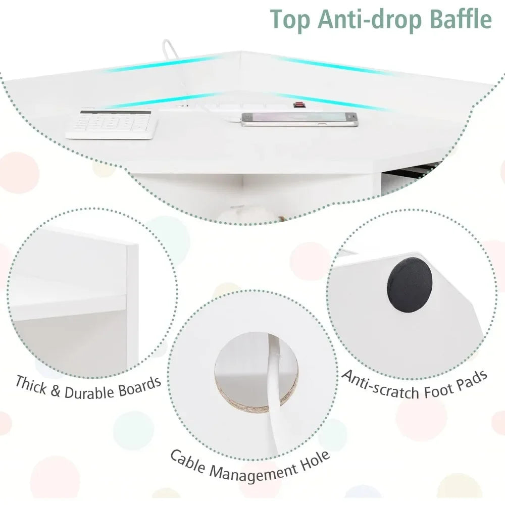 ANGDUO Kids Corner Cabinet With Charging Station USB Ports