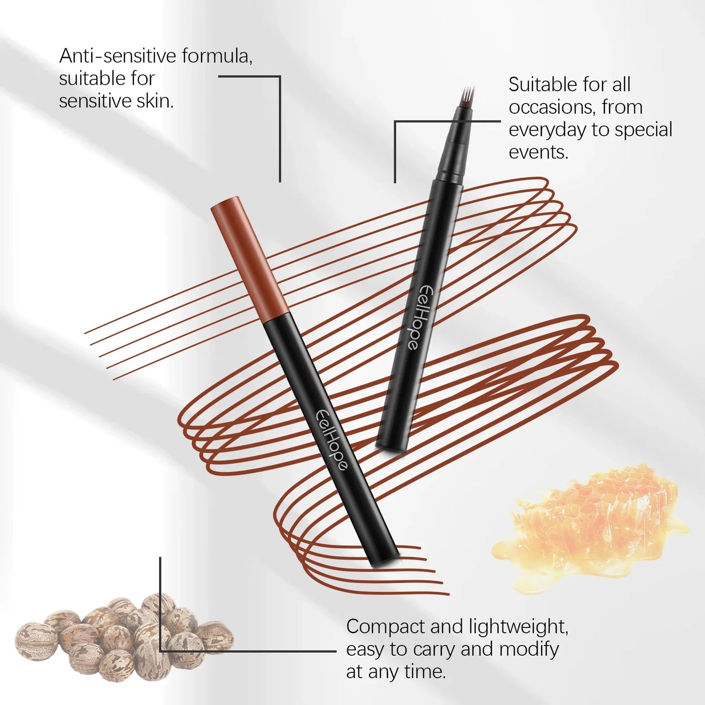 Eelhoe Eyebrow Pencil Waterproof Longwear No Creasing 3pcs