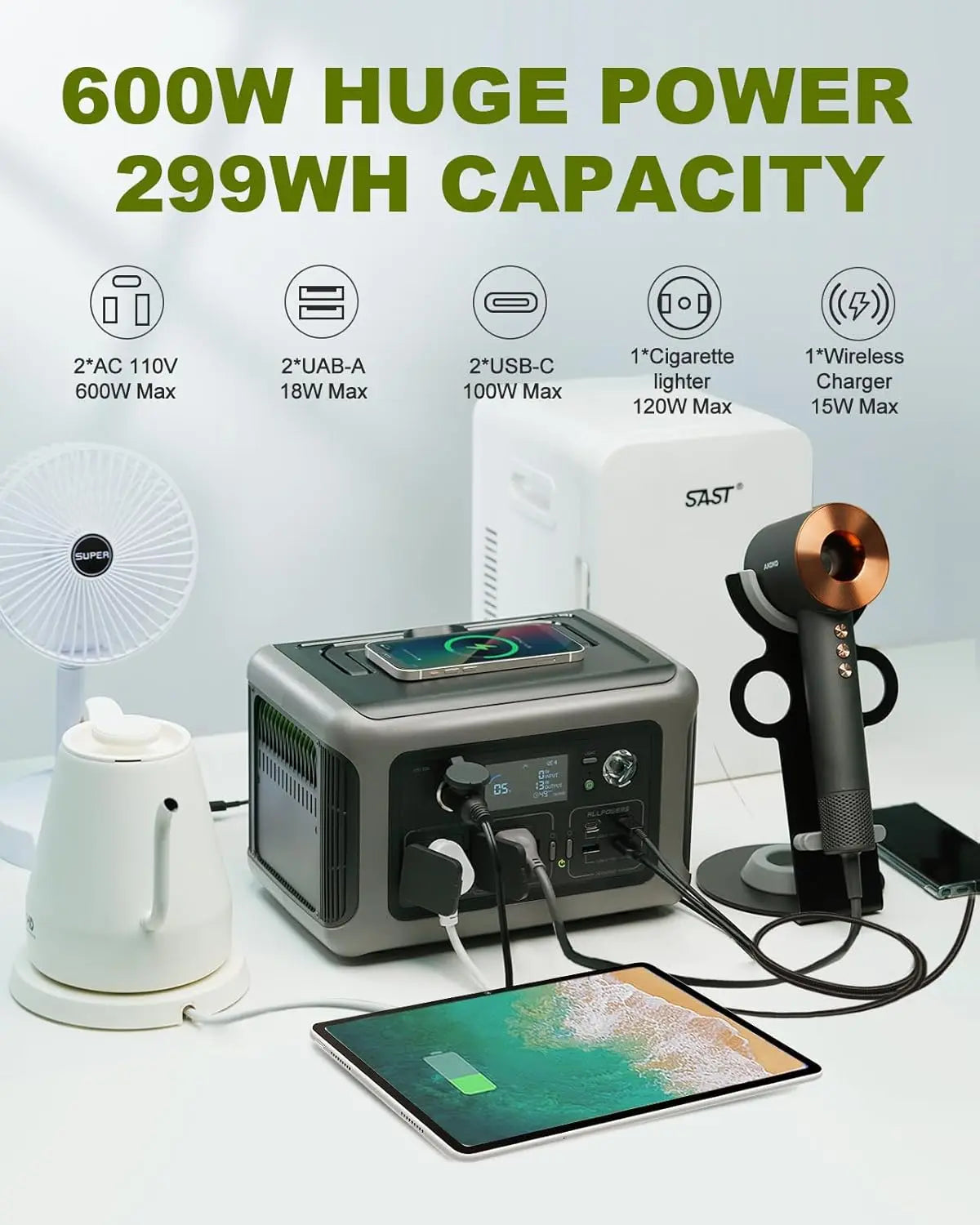 ALLPOWERS R600 Portable Power Station 299Wh Outdoor Use