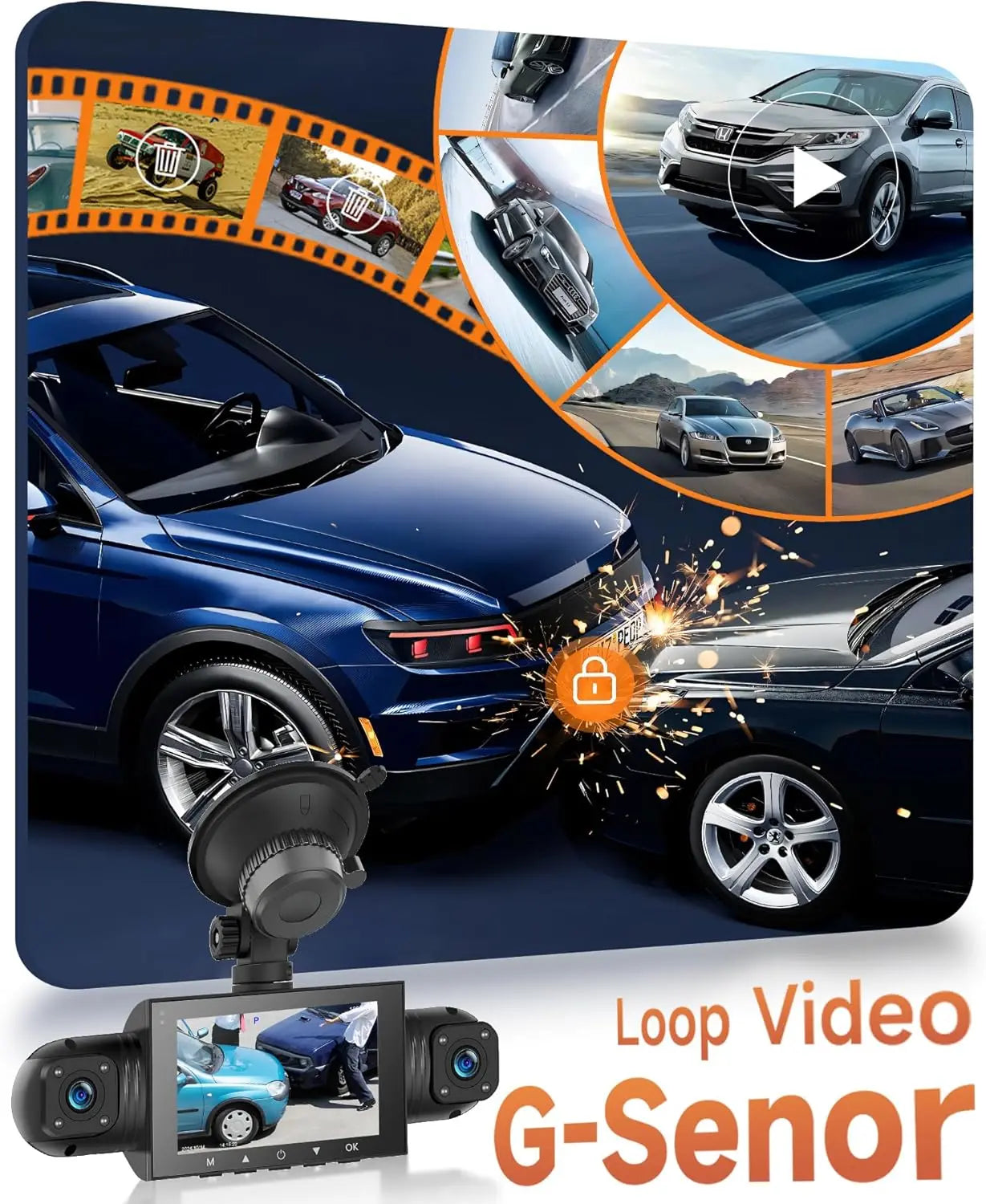 Kankeirr 360 Degree 4 Channel Dash Cam Front Rear Night Vision Recording
