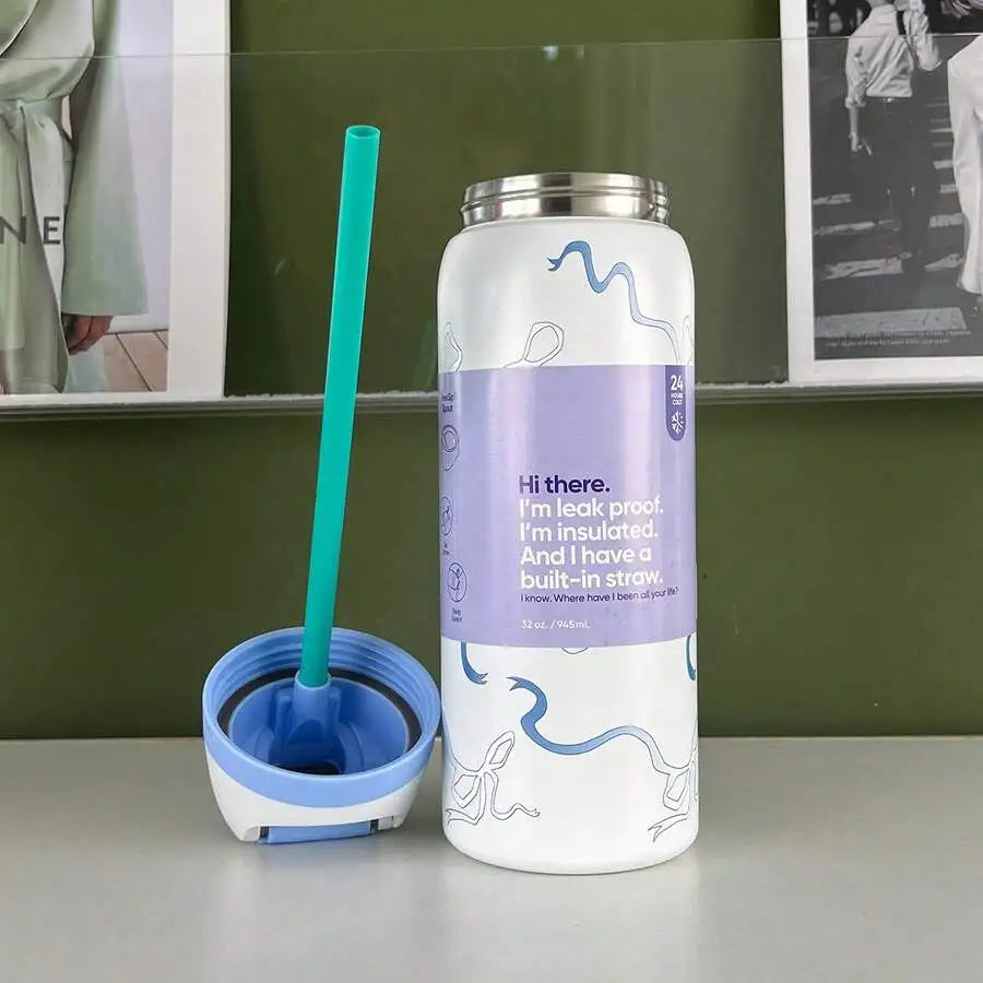 Insulated Stainless Steel Water Bottle With Straw For Travel And Sports