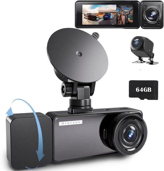 Kankeirr 3 Channel 2.5K Dash Cam With 360 Night Vision