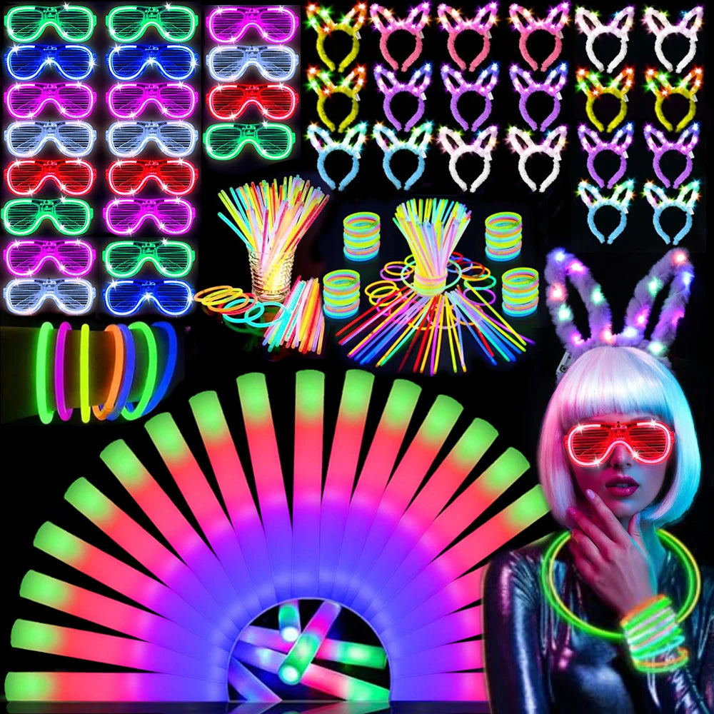 260Pcs Glow Party Decorations Set Neon Lights For Weddings Parties