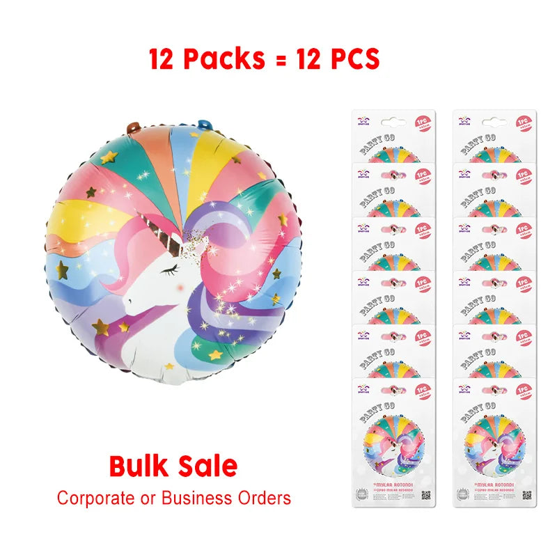 Unicorn Themed 18 Inch Foil Balloons 12 Packs For Party Decorations Birthday Celebration