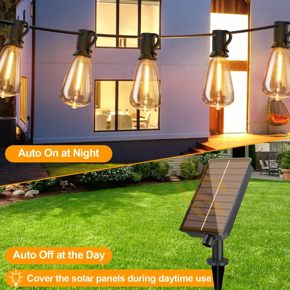 Solar LED String Lights ST38 Patio Light USB Recharger 8 Light Modes Remote Control Garden Weatherproof Hanging Light