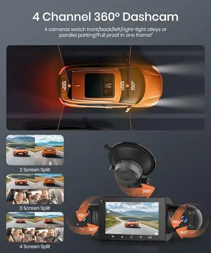 YTYIN Rimoody 4Channel 1080P Dash Cam Night Vision Parking Monitor