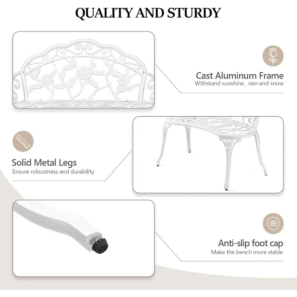Angduo Patio Rose Garden Bench Cast Aluminum Frame