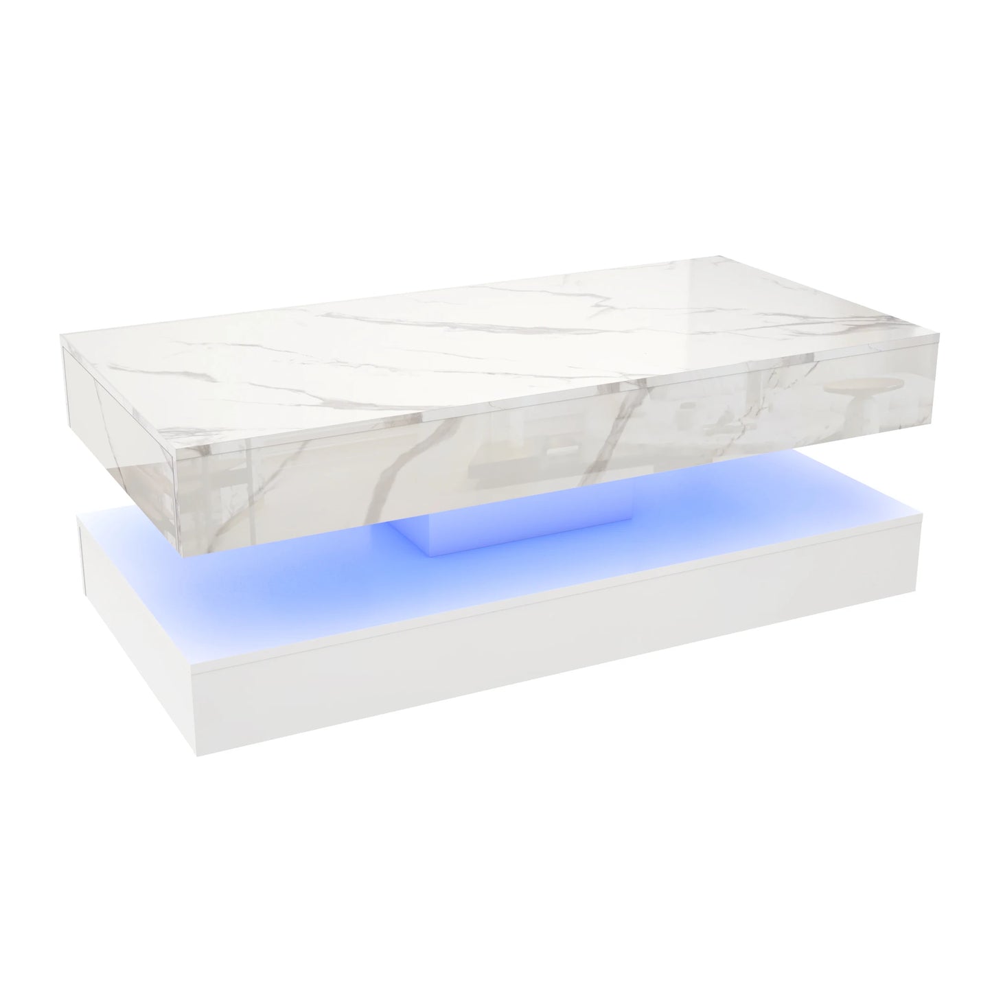 QiaoShiRen Modern LED Coffee Table With Double Layer Storage