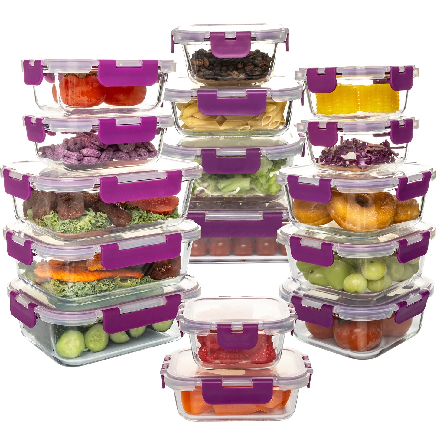 16-Piece Glass Food Storage Containers Set Leakproof Airtight BPA-Free