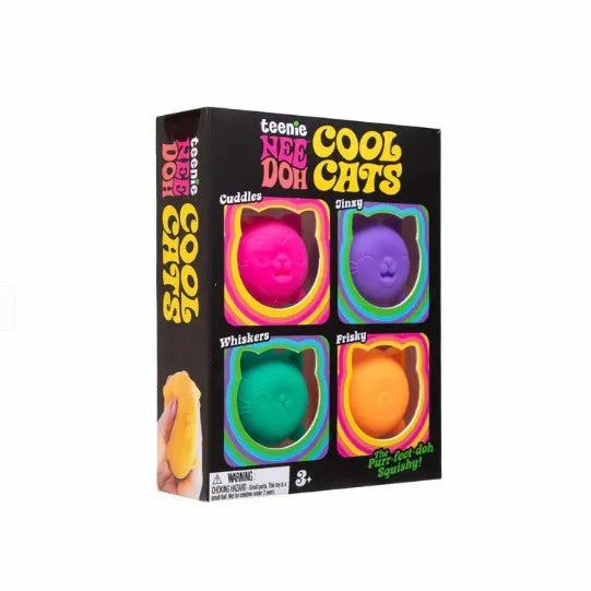 Needoh Teenie Cool Cats 3 Pack Mini Cat Fidget Toys Stress Relief