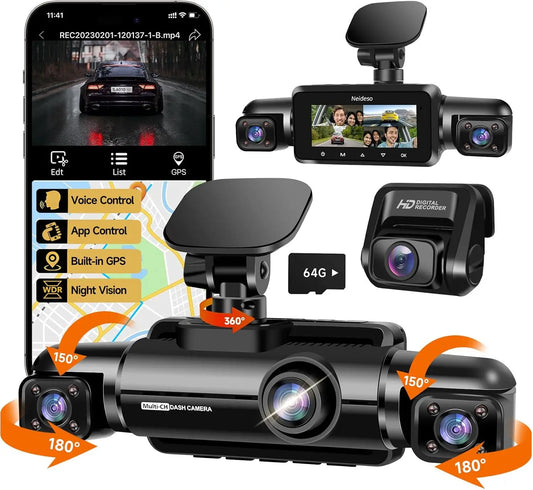 Kankeirr 360 Degree Dash Cam Front and Rear FHD 1080P