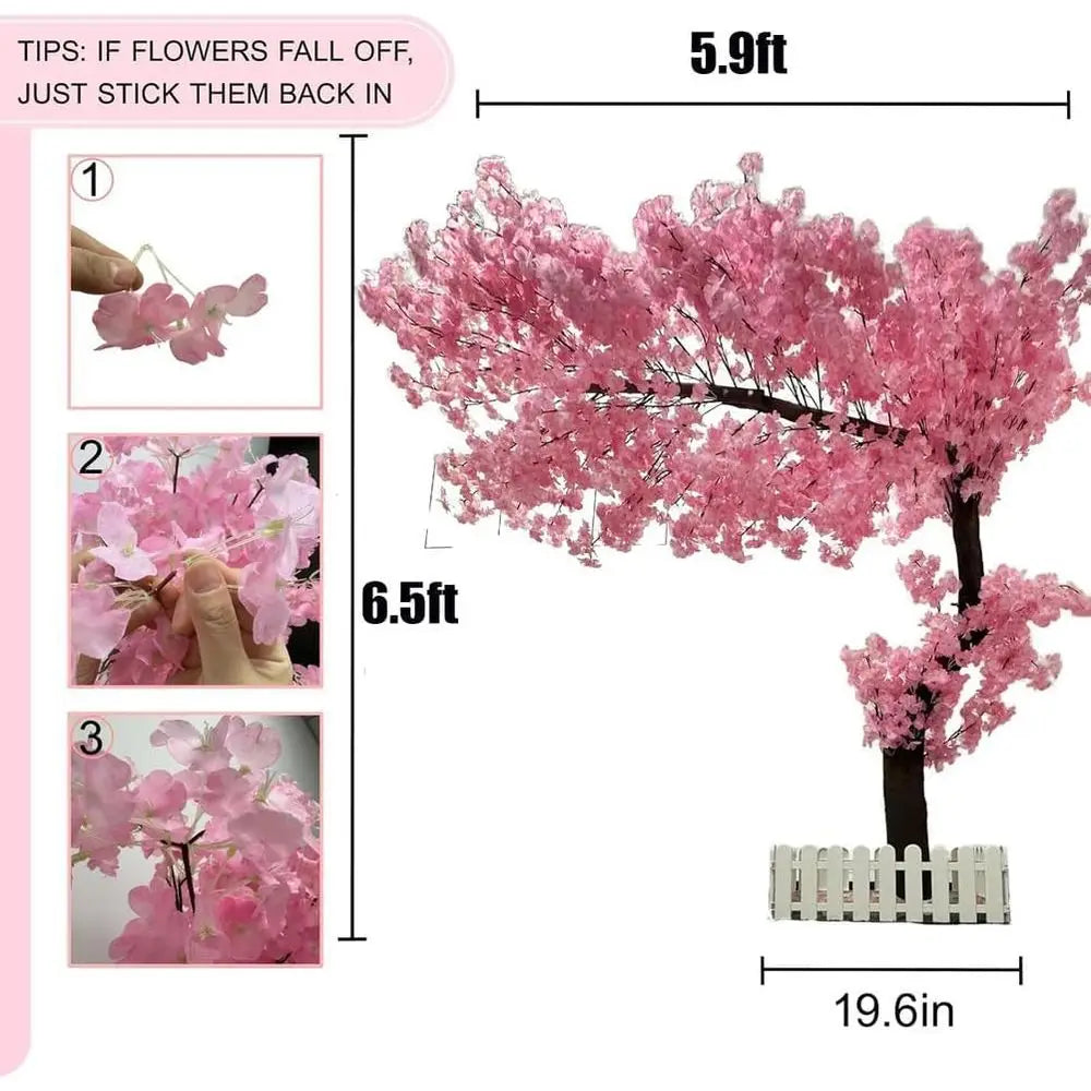 Artificial Cherry Blossom Tree for Wishes, Ideal for Weddings and Parties, Indoor/Outdoor Decor (5.9ft/4.9ft)