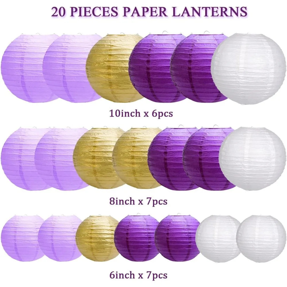 Paper Lanterns Party Decorations Hanging Lanterns For Graduation Bachelorette Purple Birthday Round Chinese Lanterns