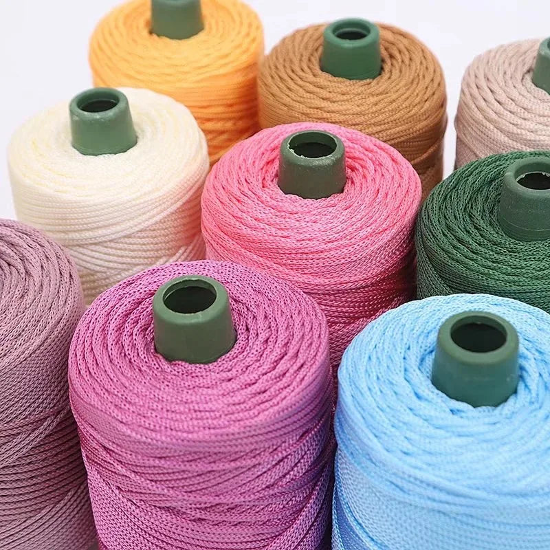 1 Pc 3MM Colorful Crochet Yarn Ice Rope 3mm Thread For DIY Hand Knitting Bag  Sun Hats Shoes Woven DIY Hook Cushion Silk Medium