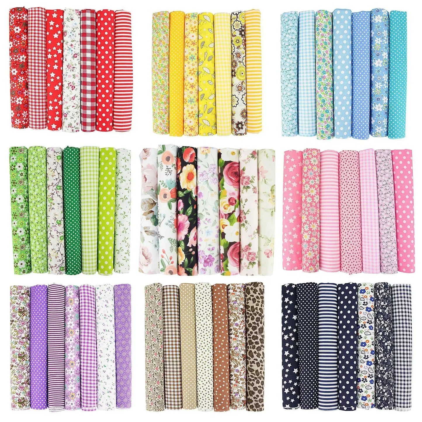 7Pcs 25x25cm Printed Cotton Fabric for Sewing Quilting Fabrics for Patchwork Needlework DIY Handmade Accessories