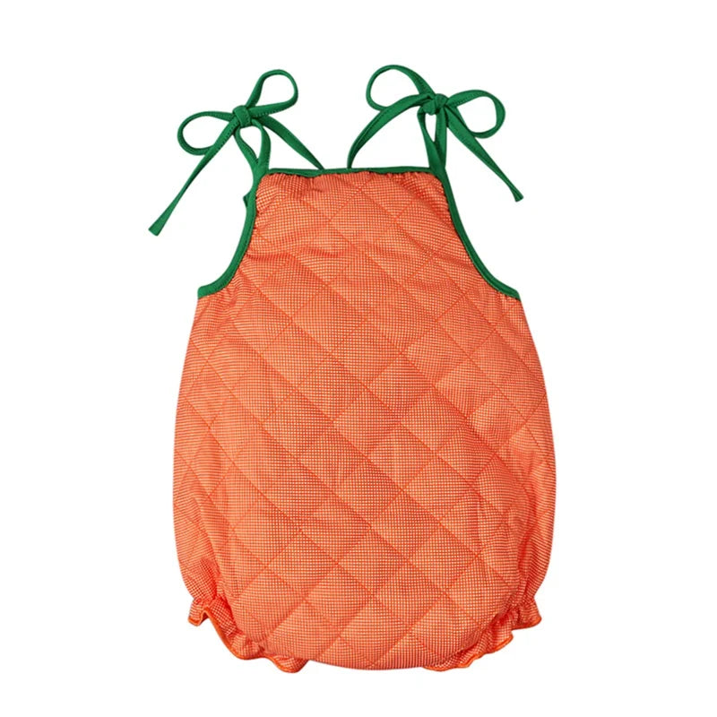 Adorable Infant Halloween Ghost Print Sleeveless Jumpsuit With Tie Up Design Unisex Cosplay Party Costume