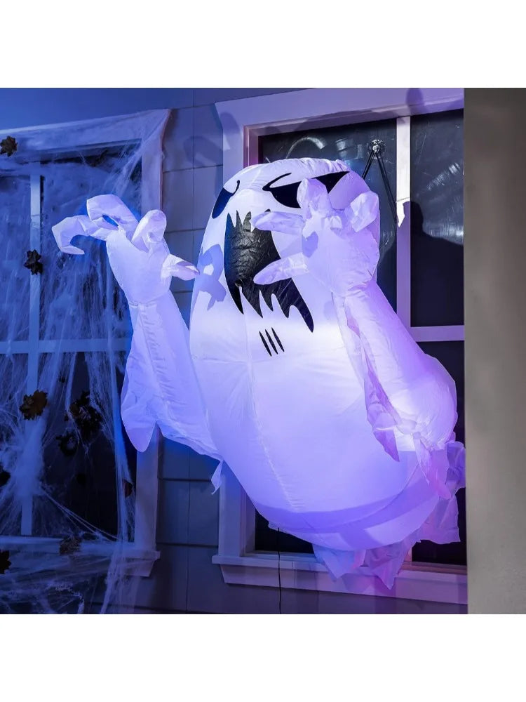4.5 FT Halloween Inflatable Scary Flying Ghost Broke Out from Window Inflatable with Build-in LED Blow Up Ghost for Halloween Party Indoor, Outdoor, Yard, Garden, Lawn Decoration