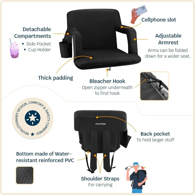 YTYIN Alpcour Reclining Stadium Seat With Back Support