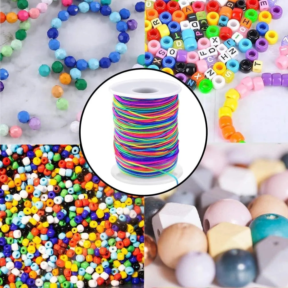 1Roll Stretchy Bracelet String, Sturdy Rainbow Elastic String Elastic Cord for Jewelry Making, Necklaces, Beading and Crafts