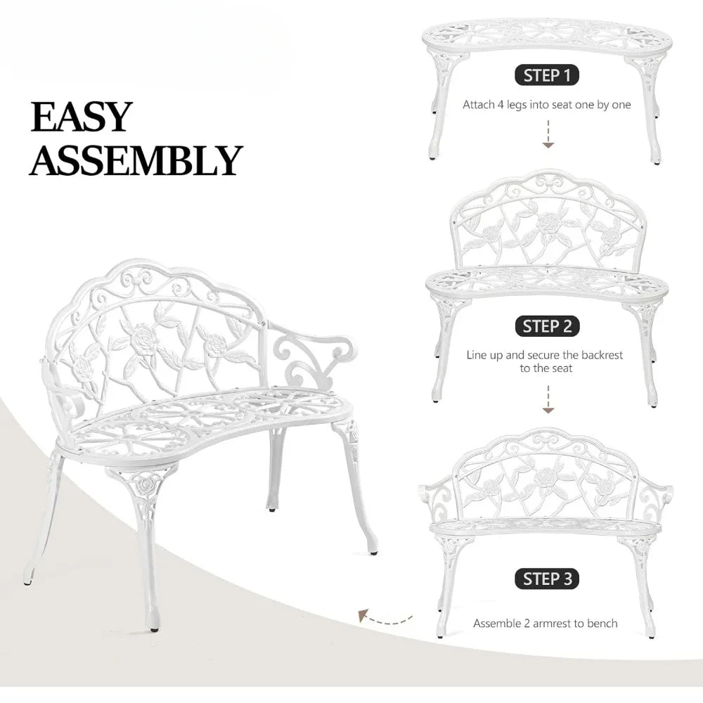 Angduo Patio Rose Garden Bench Cast Aluminum Frame
