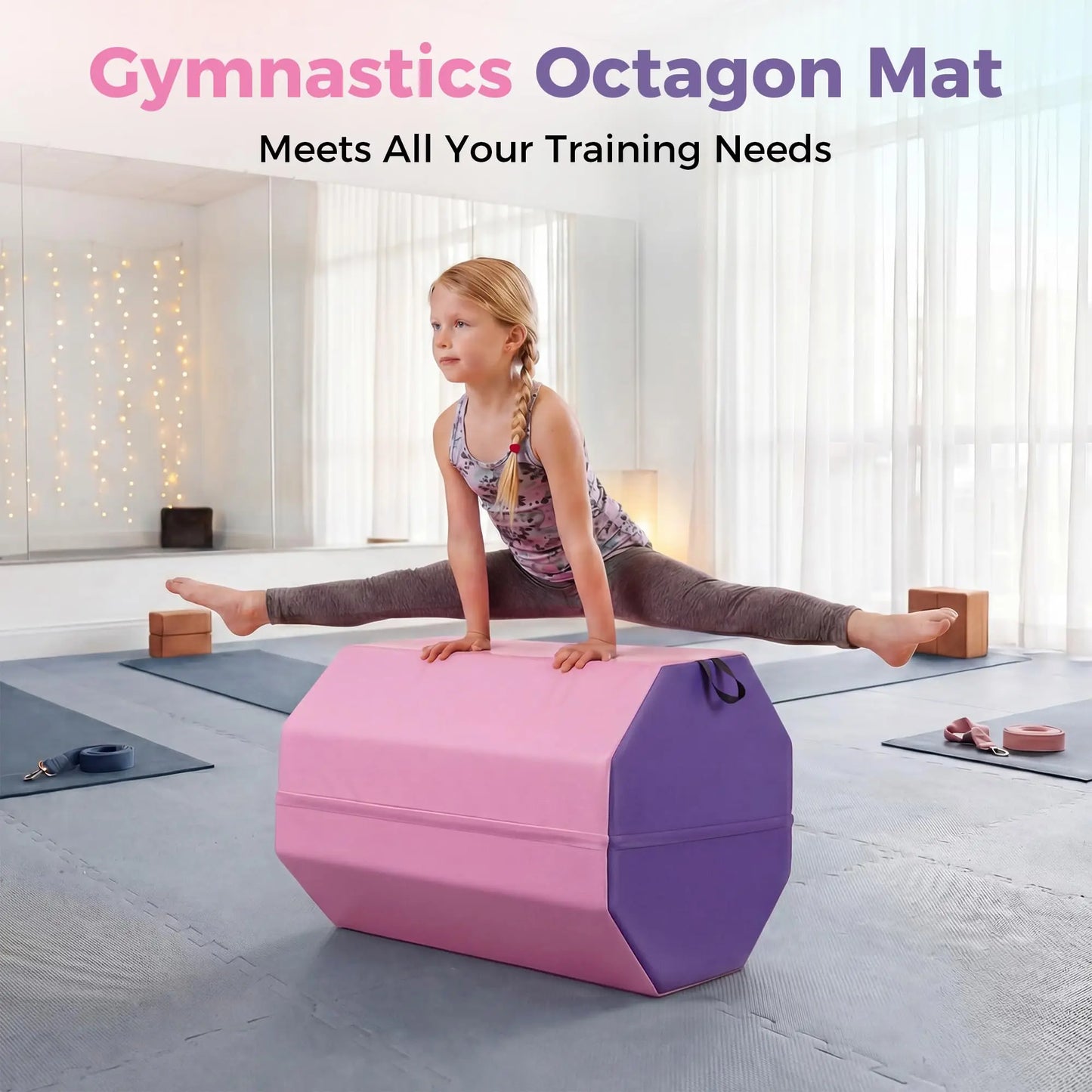 Skill Shape Backbend Somersault Trainer Mat 19"x19"x23" Octagon Gymnastics Tumbling Mat High Density Waterproof Foam Mat for Cheerleading Martial Arts Home Training