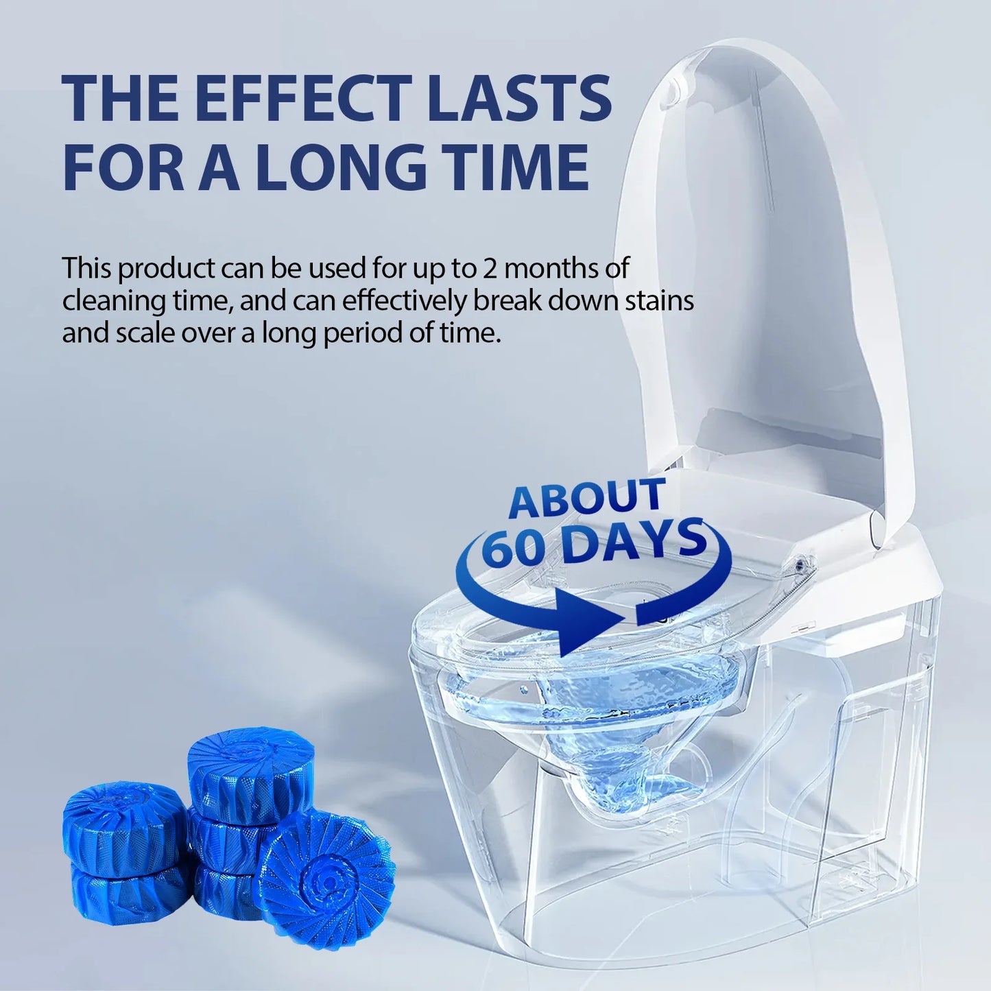 Jue-fish Blue Toilet Cleaner Tablets for Remove Yellow Stains Descale Reduce Bad Odors Refreshing Toilet Bowl Cleaner Tablets