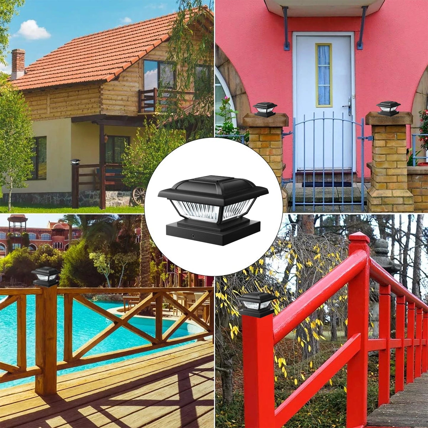 6 Or 12 Pack Solar Post Cap Lights For 3.5x3.5 To 5.5x5.5 Posts White Or Black LED Solar Garden Fence Deck Yard Lighting