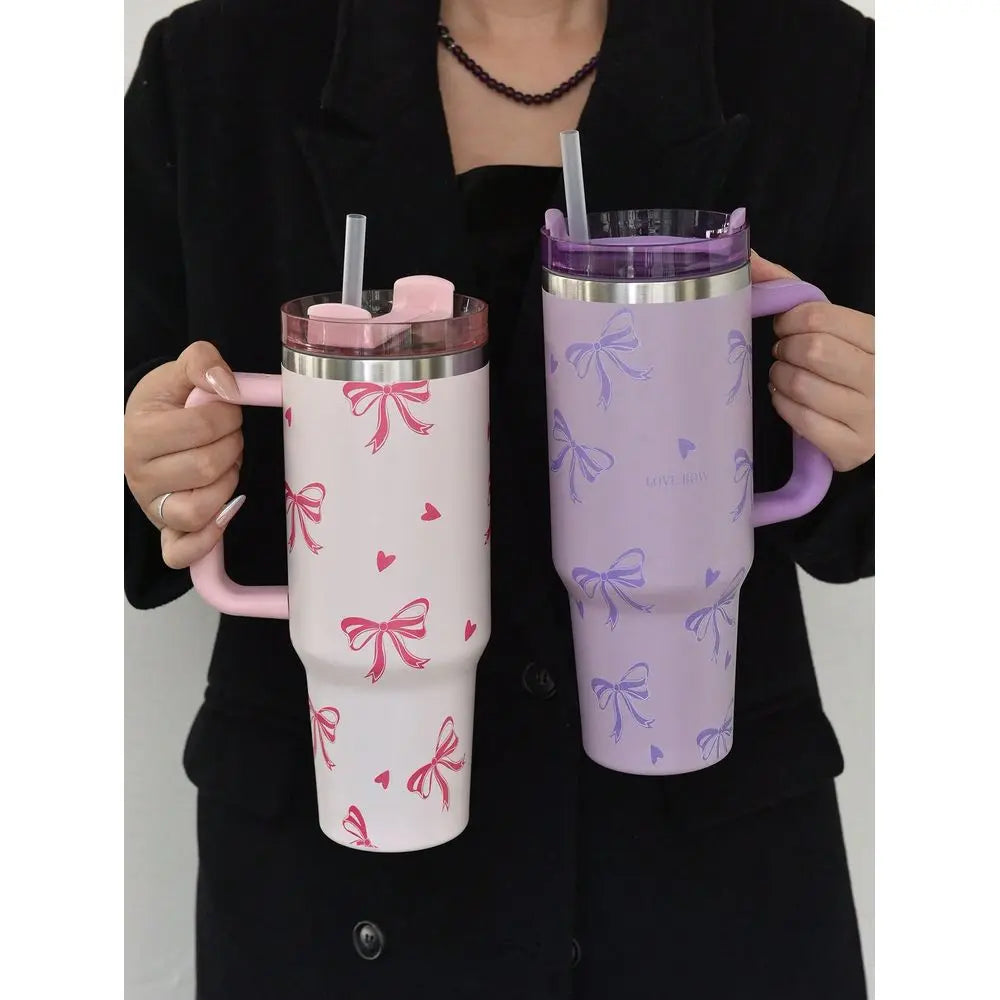 Watercolor Design Stainless Steel Vacuum Insulated Tumbler With Handle