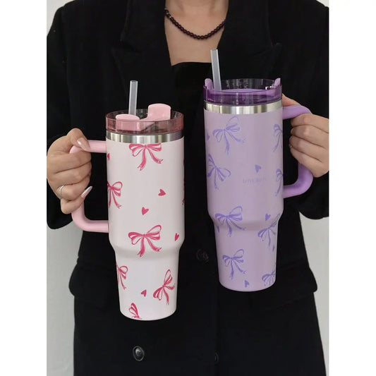 Watercolor Design Stainless Steel Vacuum Insulated Tumbler With Handle