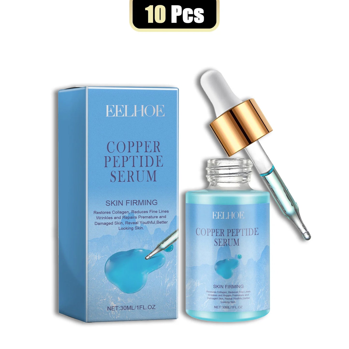 EELHOE 30ml Copper Peptide Facial Serum Moisturizing Firming Face Skin Increase Elasticity Anti Wrinkle Lines Daily Facial Care