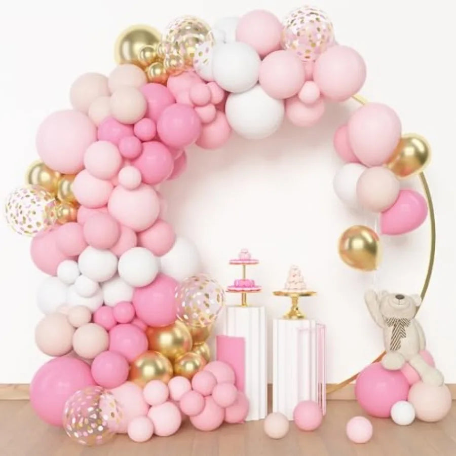 153pcs Balloon Garland Arch Kit, Different Sizes 18 12 10 5 inch Latex Metallic Confetti Gold Balloons Baptism Birthday Boho Ba