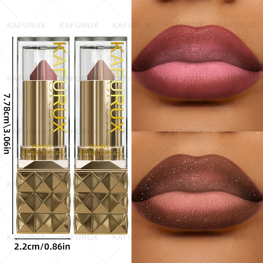 2pcs Glitter Shiny Metallic Two Tone Lipstick Matte Sexy Red Pearlescent Lip Tint,Long Lasting Lip Senior Lip Korean Makeup Gifts Lip Gloss Cosmetic  Beauty