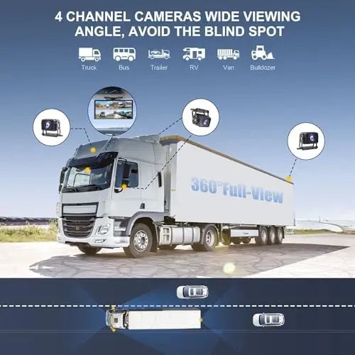 YTYIN Truck Camera System 4CH 1080P Dash Cam Wireless CarPlay