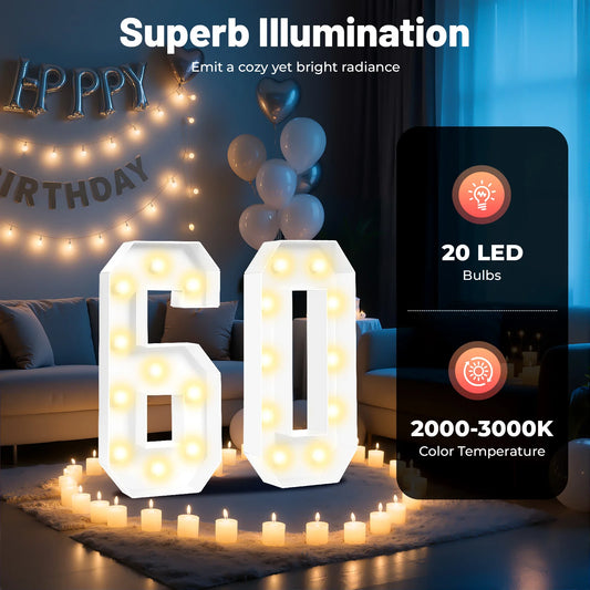 Glowing Digit Number Sets For Birthday Celebration Decor