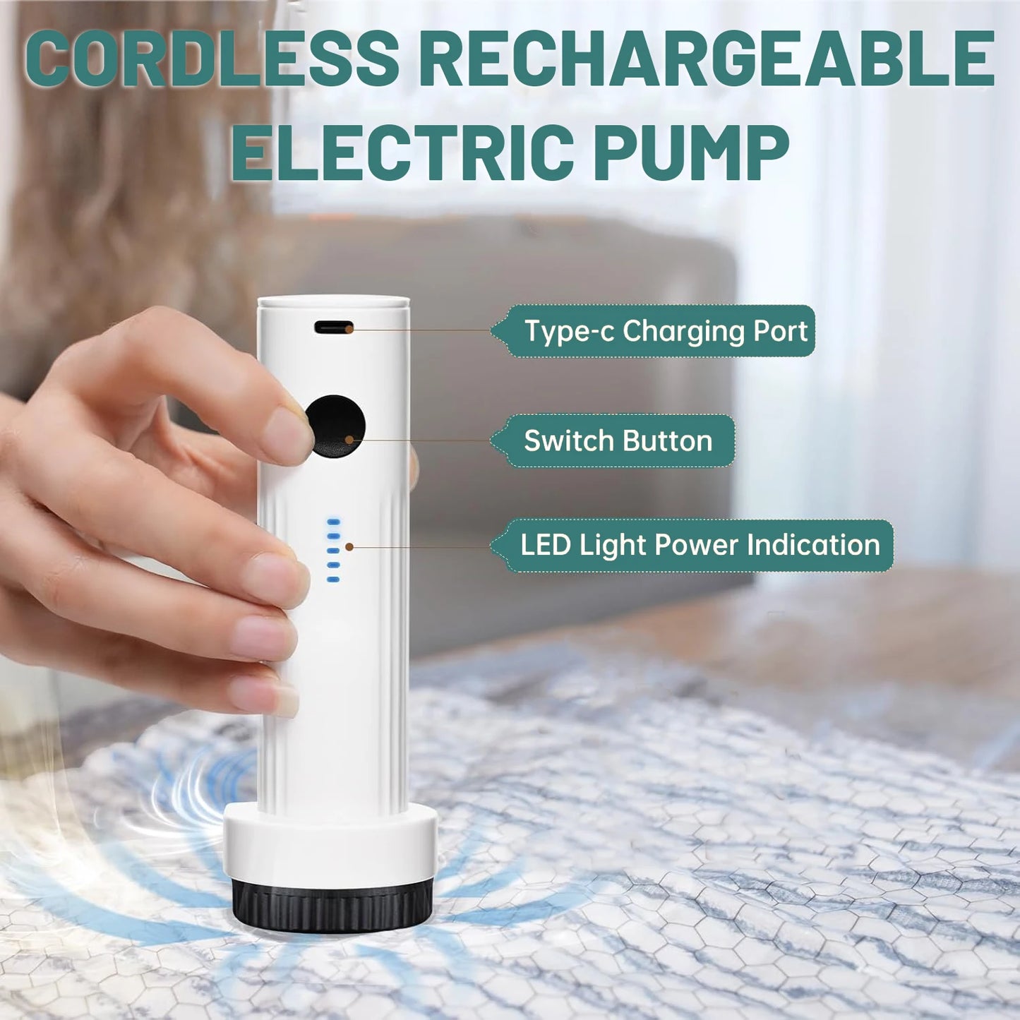 Cordless Travel Vacuum Compression Bag Set With Rechargeable Pump
