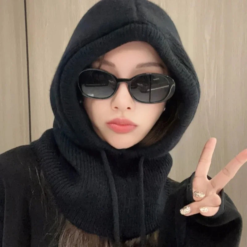 Dawndesslo Knit Hooded Balaclava Beanie Winter Cap