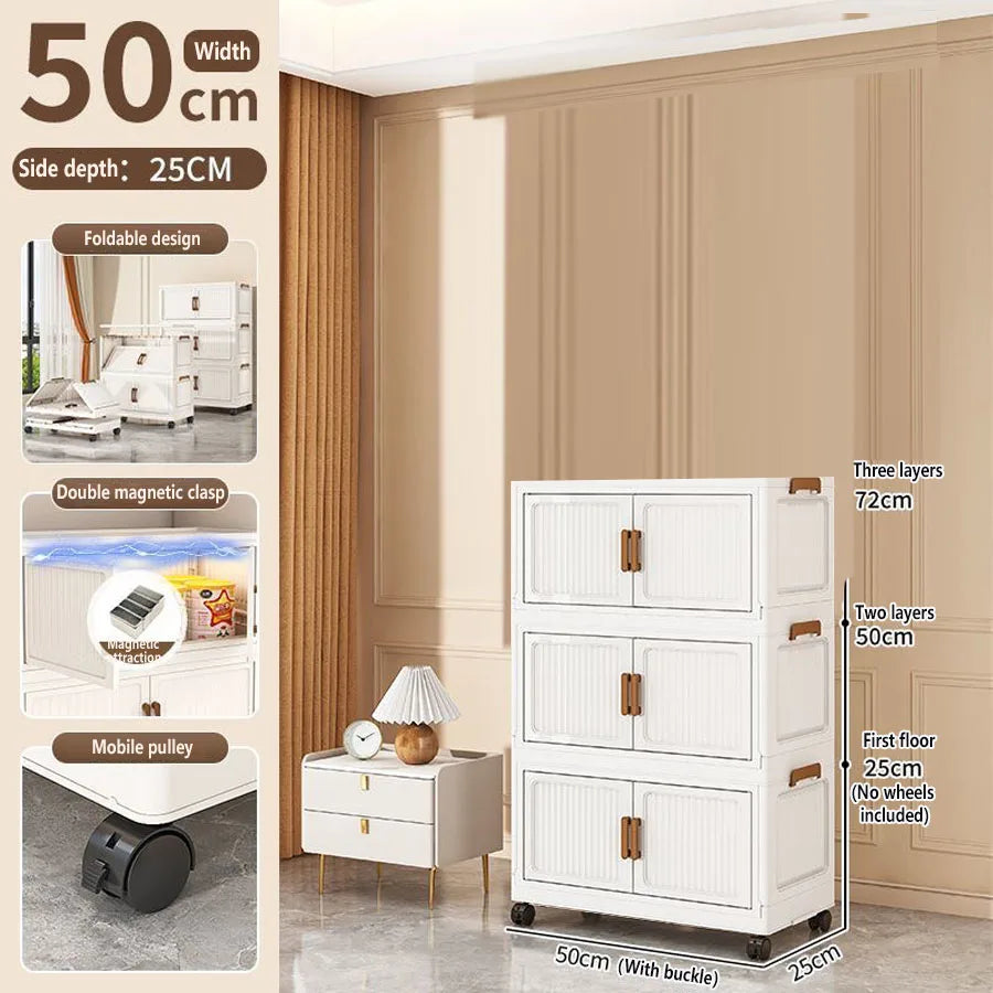 Foldable Plastic Storage Cabinet for Babies Multi-Layered Home Use Organizer Child's Closet for Clothes No-Install Easy Assembly