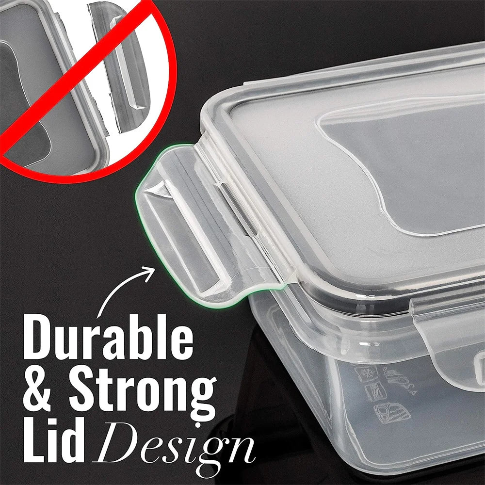 10 Pieces BPA Free Reusable Square Kitchen Storage Containers Set 840ml Microwave Safe Freezer Safe Dishwasher Safe
