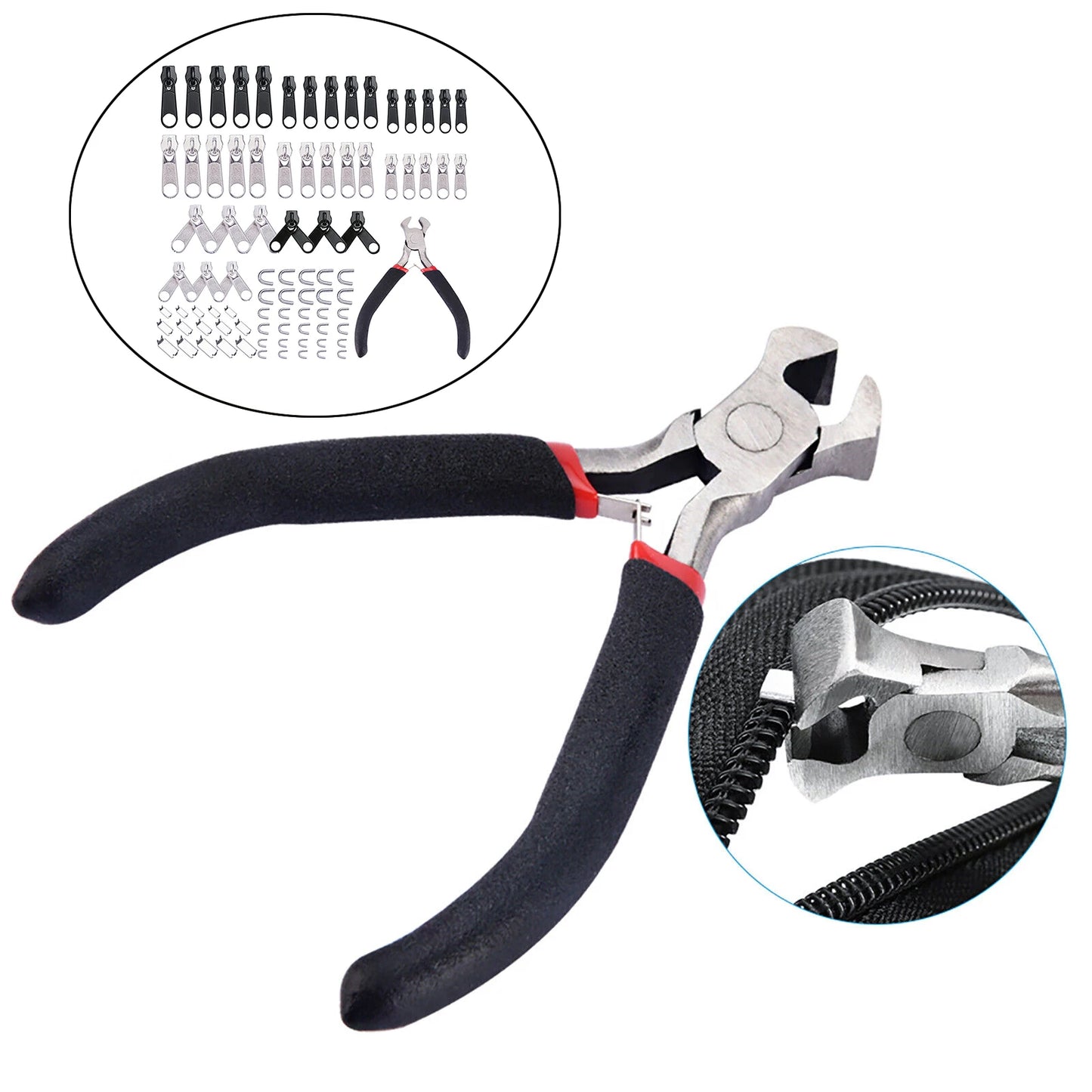 85Pack Metal Zippers Repair Kit Sets Zipper Repair Replacement Kit Easy Fix Zipper Slider Head Puller Accessories Tools