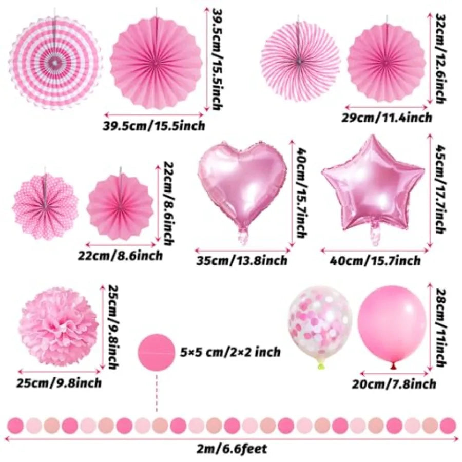 Party Decorations, Paper Pompom Balloon Garland Party Supplies for Women Girl Party Birthday Valentine's Day Baby Shower Bachel