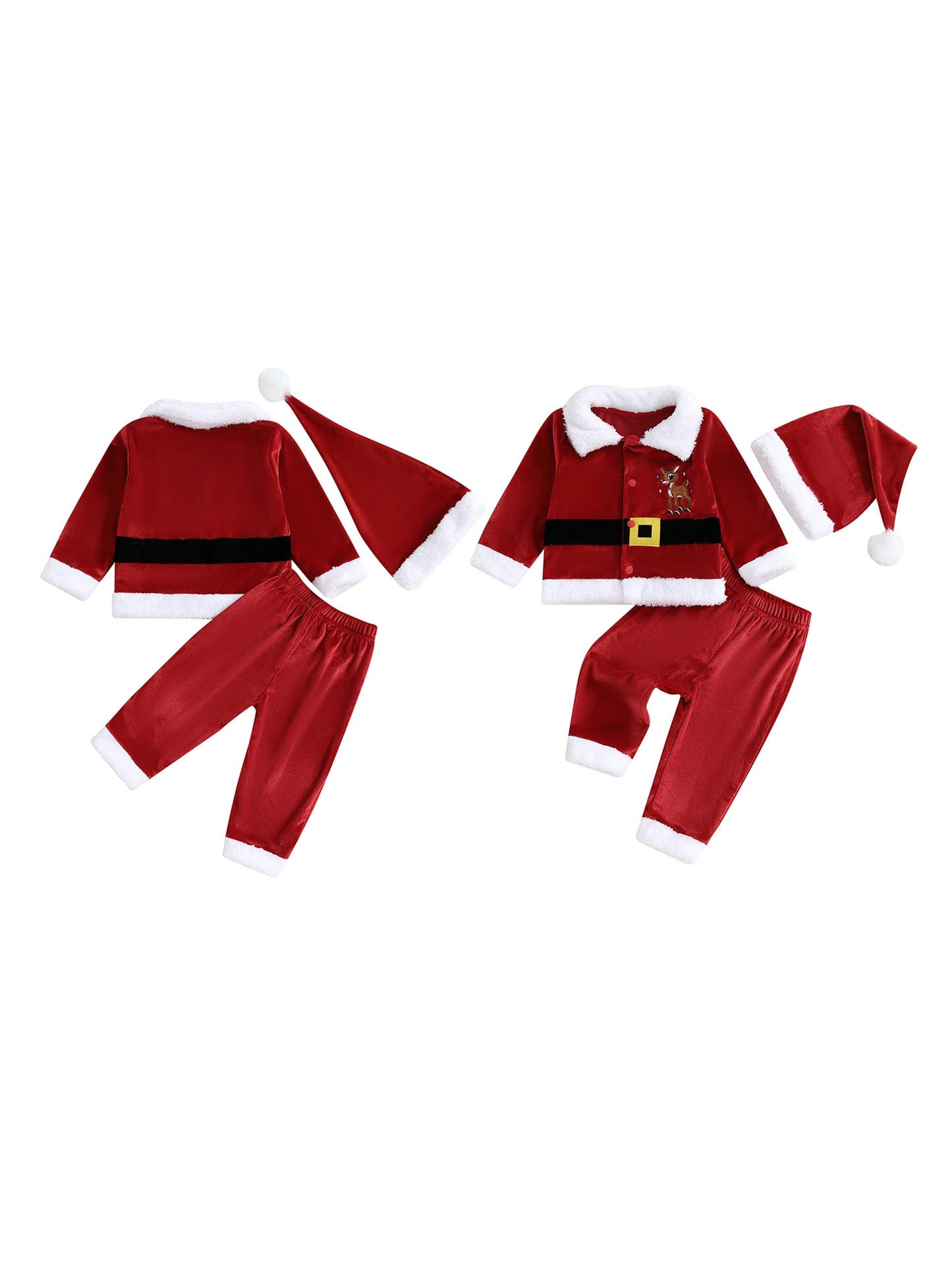 Guangdong Santa Velvet Kids Outfit Reindeer Coat Hat Set