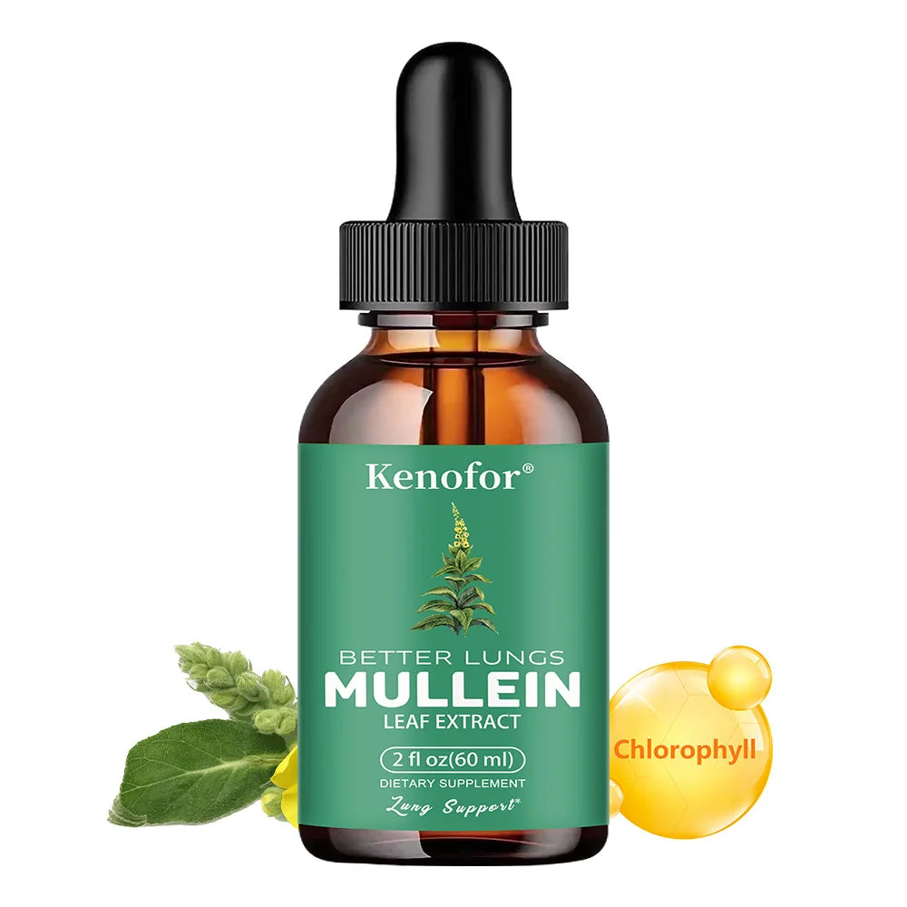 Mullein Lung Drops - Respiratory Health Support - Healthy Breathing - Non-GMO - Vegetarian - 1 Month Supply