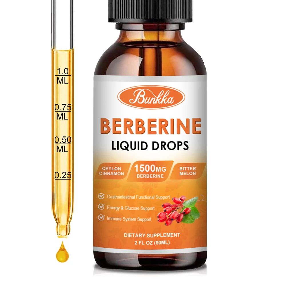 60Ml Berberine Drops With Turmeric Cinnamon Bitter Gourd Piperine For Digestive And Immune Health Support Vegetarian